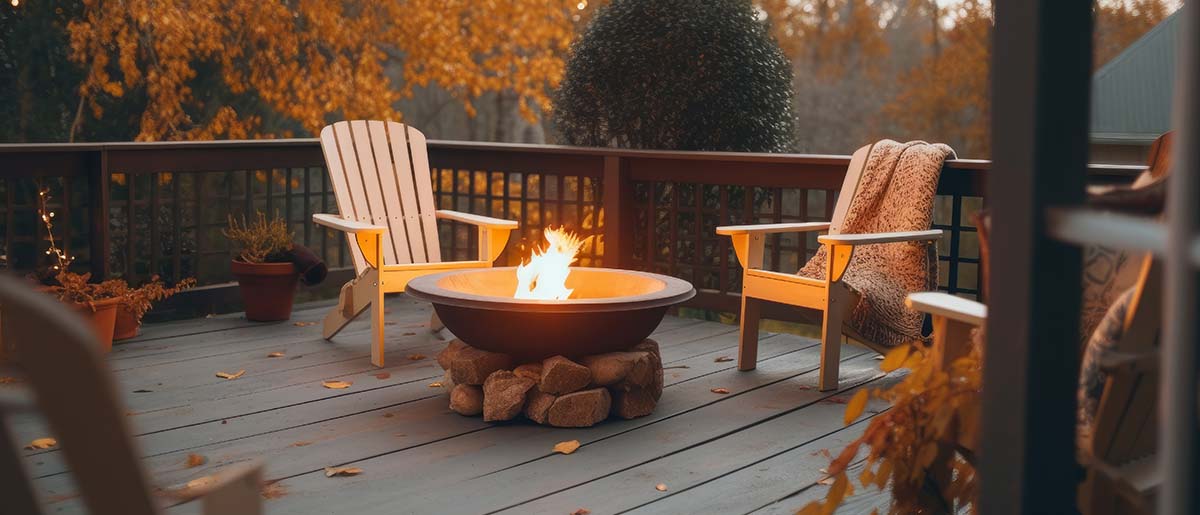 Cozy outdoor deck firepit
